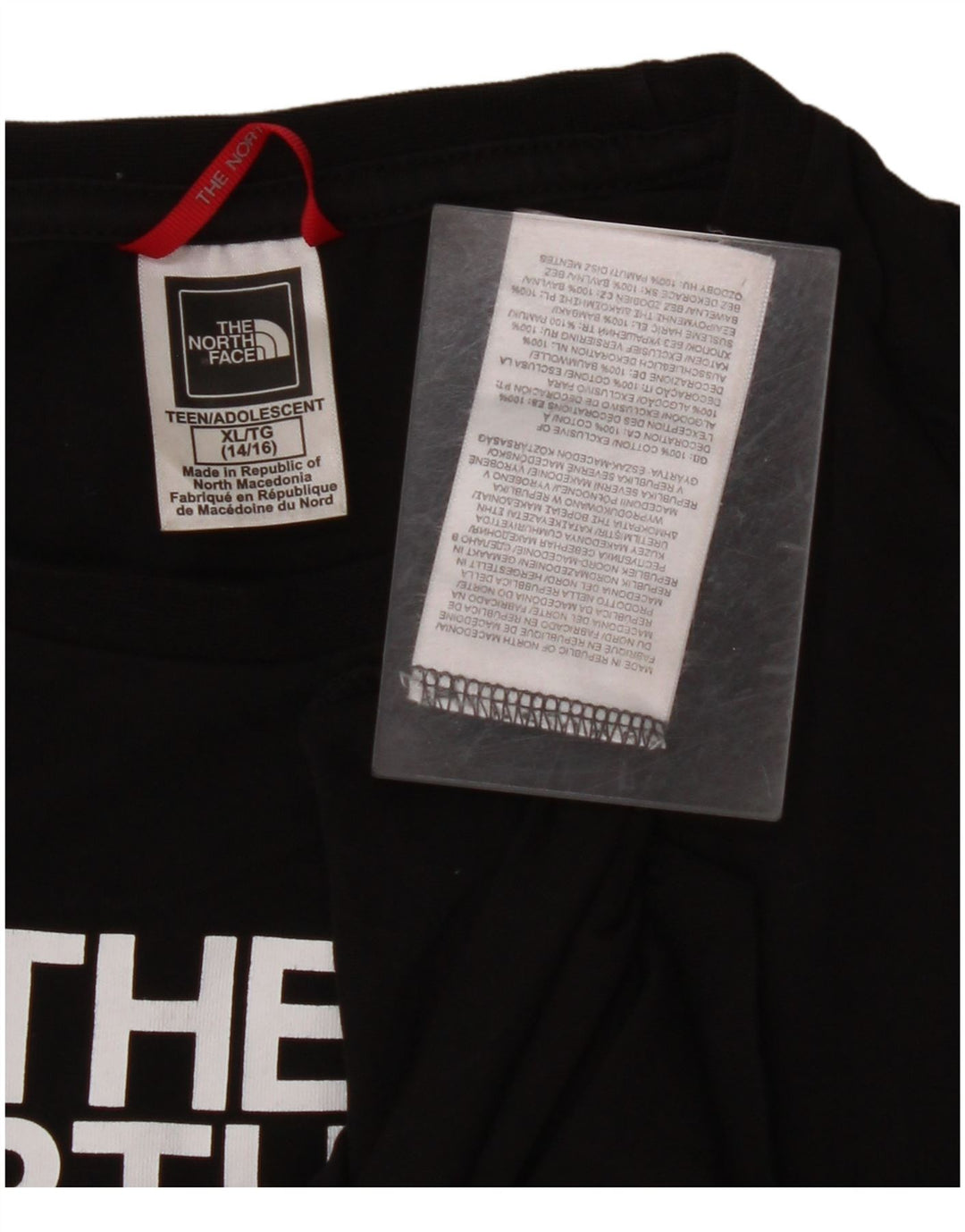 THE NORTH FACE Camiseta gráfica para niña Manga larga 14-15 años XL Algodón negro