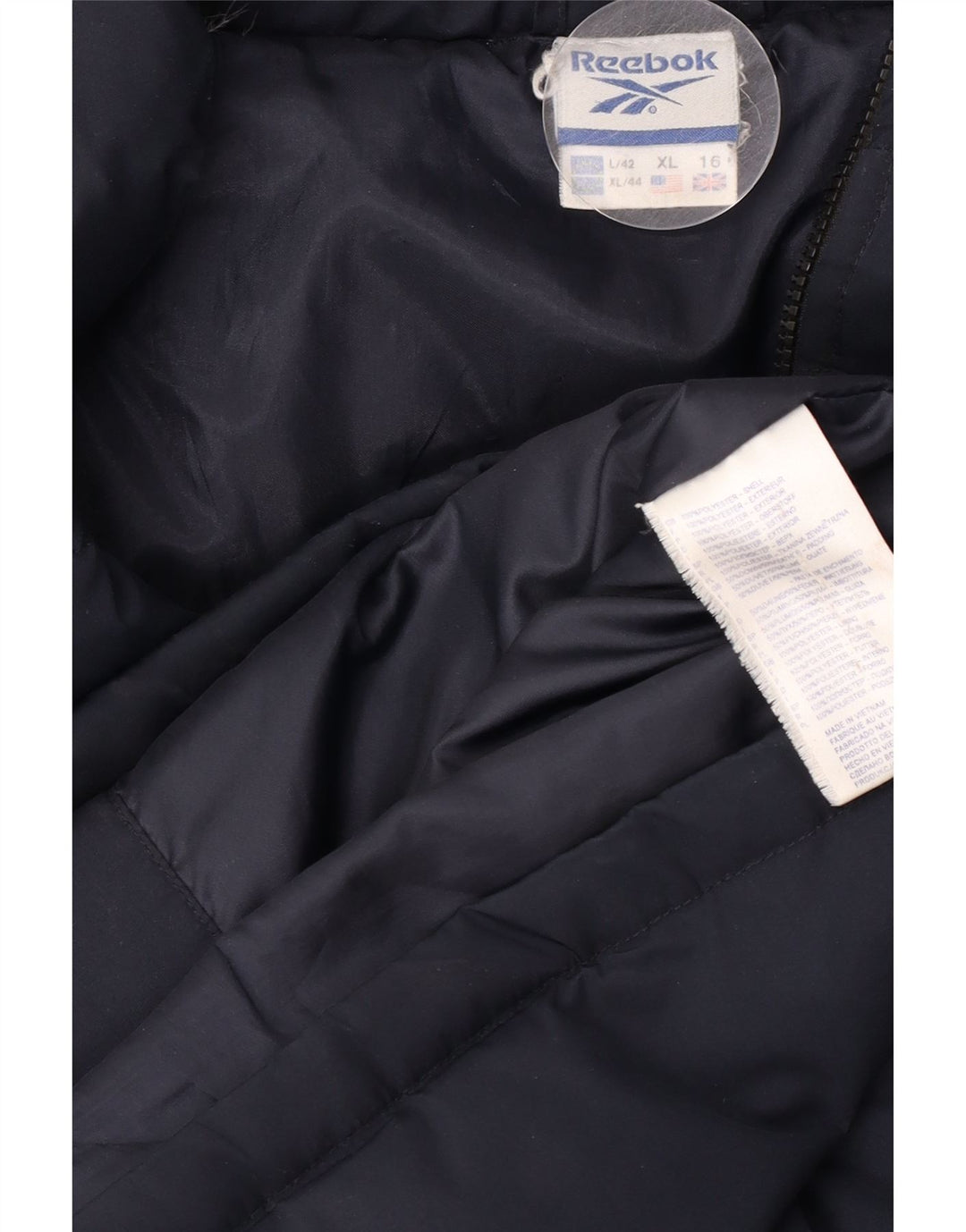 Reebok Chaqueta Acolchada Extragrande para Mujer UK 40 Grande Poliéster Azul Marino