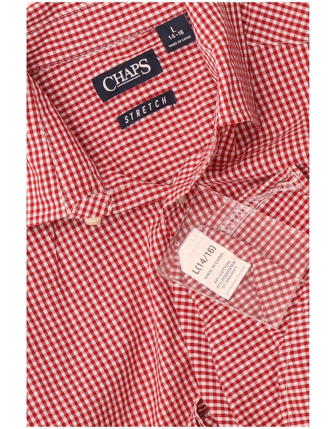 Chaps Camisa elástica para niños de 12 a 13 años, tamaño grande, algodón a cuadros, color rojo