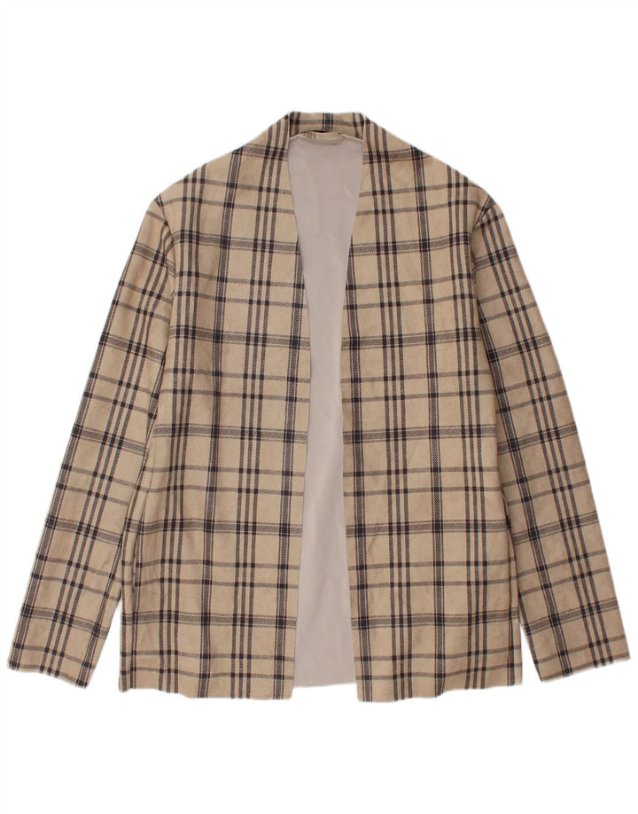 ZARA Chaqueta tipo blazer abierta para hombre UK 40 Large Beige Check Poliéster