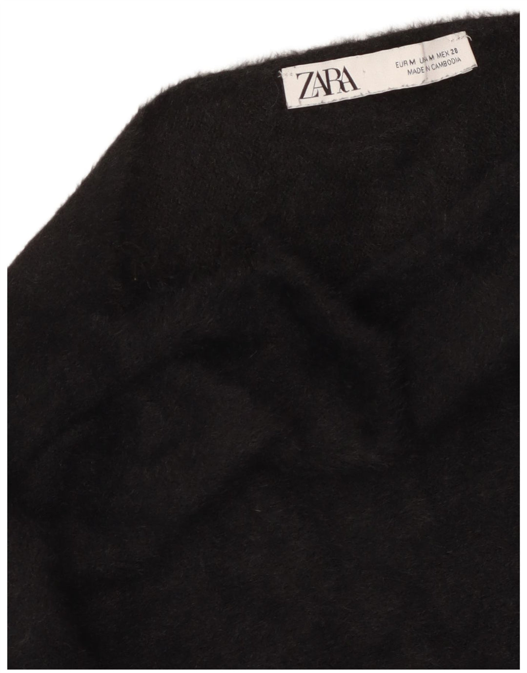 Zara Mujer Crop Top Manga Larga UK 44 Mediano Negro