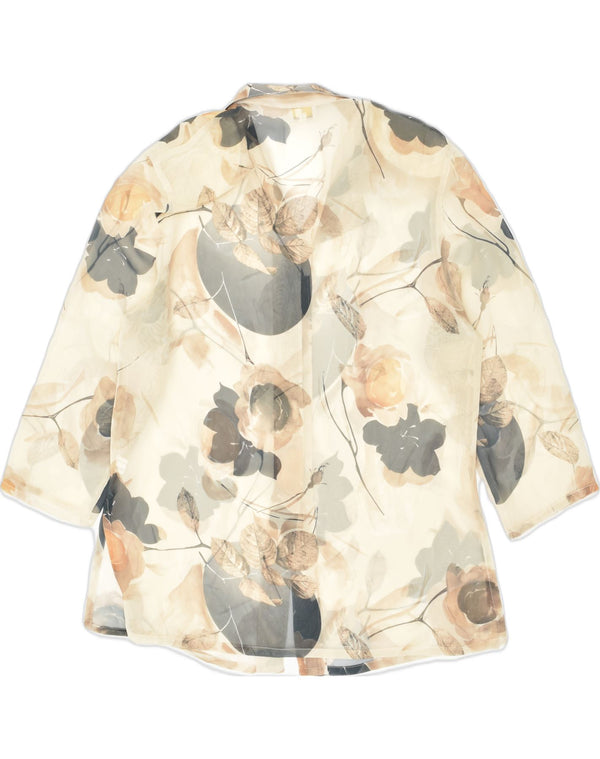 LUISA SPAGNOLI Blusa de manga 3/4 para mujer UK 10 Small Beige Floral