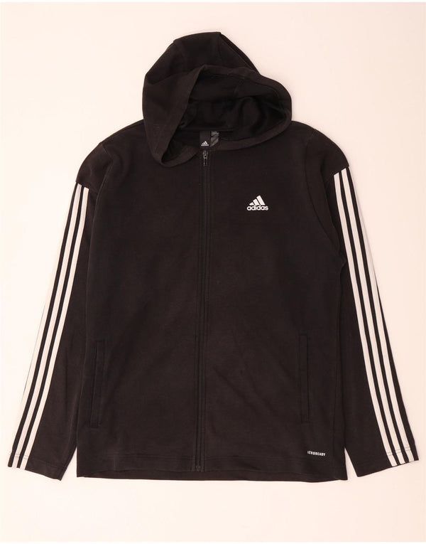 Adidas - Sudadera con capucha para hombre Aeroready con cremallera, tamaño grande, algodón negro