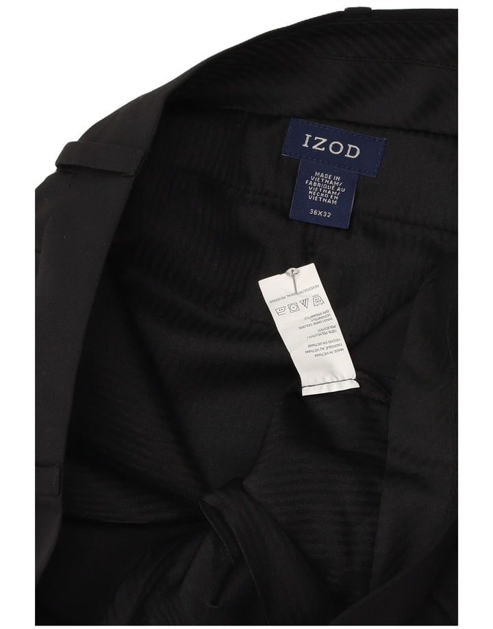 Pantalón de traje recto para hombre Izod W36 L32 Poliéster negro