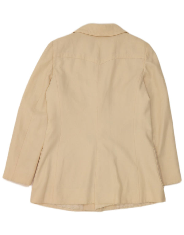 Vintage mujer 3 botones Blazer chaqueta IT 46 grande de blanco