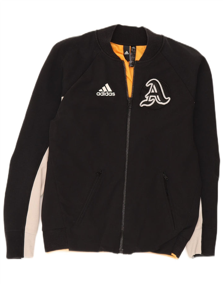 ADIDAS Chaqueta de chándal con gráfico para hombre, talla pequeña, nailon negro con bloques de color