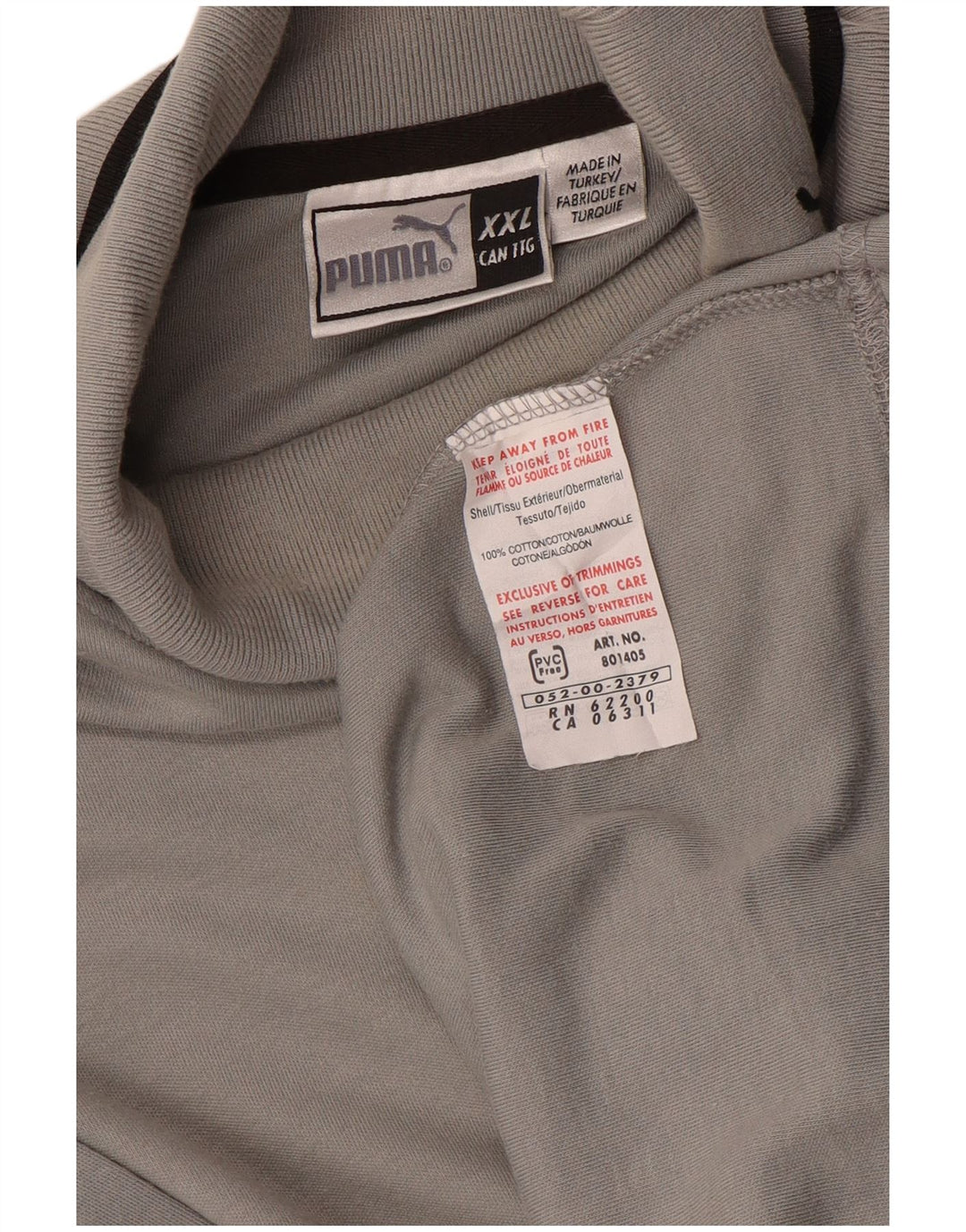 PUMA Top con cuello vuelto para hombre, manga larga, 2XL, algodón gris