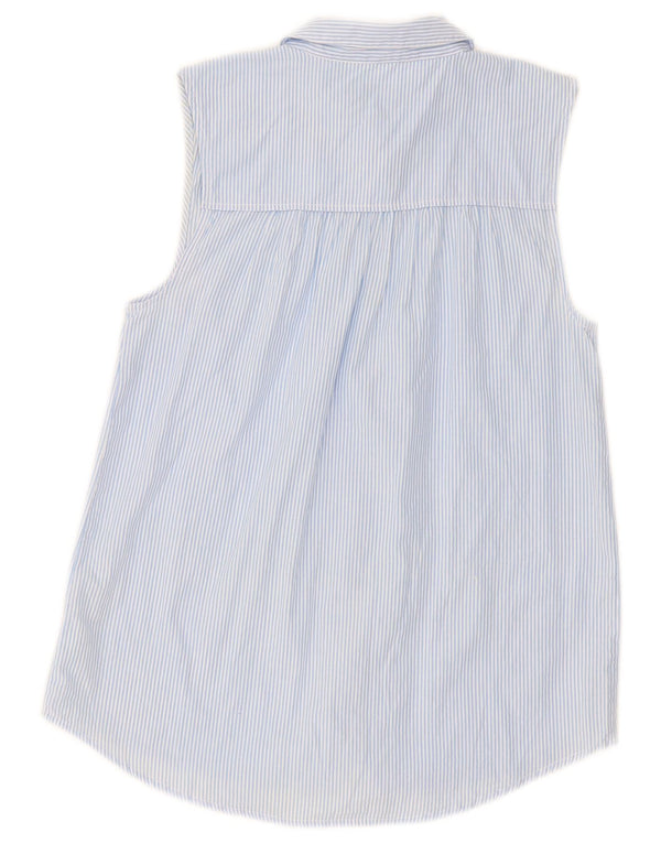 Jack Wills Camisa sin mangas para mujer UK 10 Small Blue Pinstripe Cotton