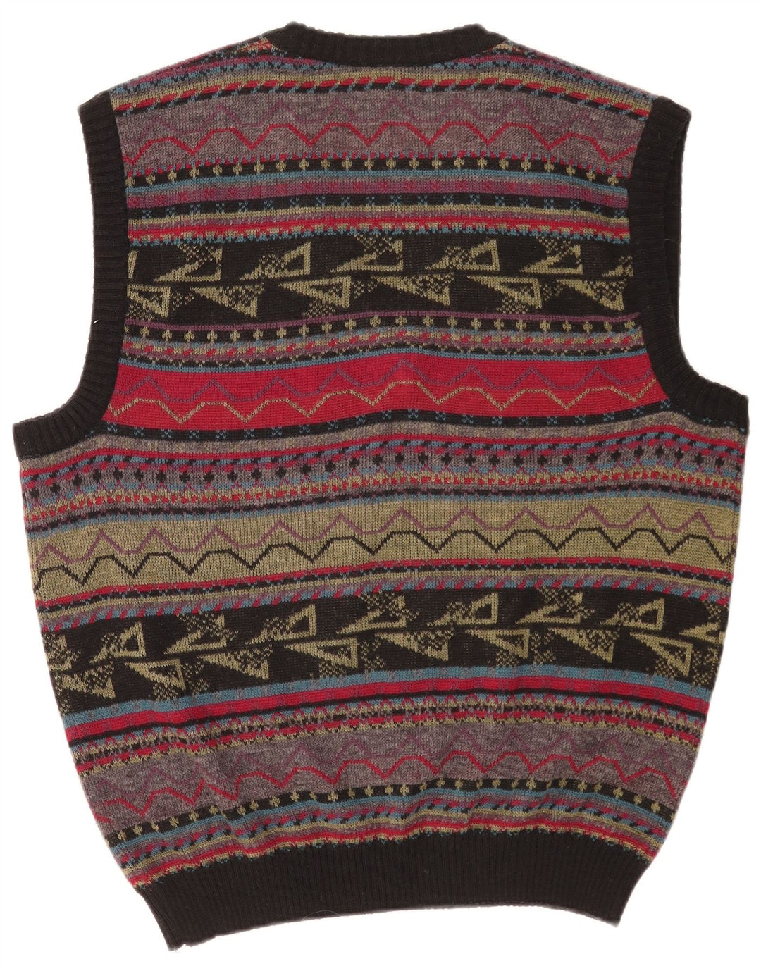 Vintage hombres chaleco tanque top grande multicolor geométrico acrílico