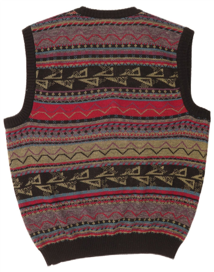 Vintage hombres chaleco tanque top grande multicolor geométrico acrílico