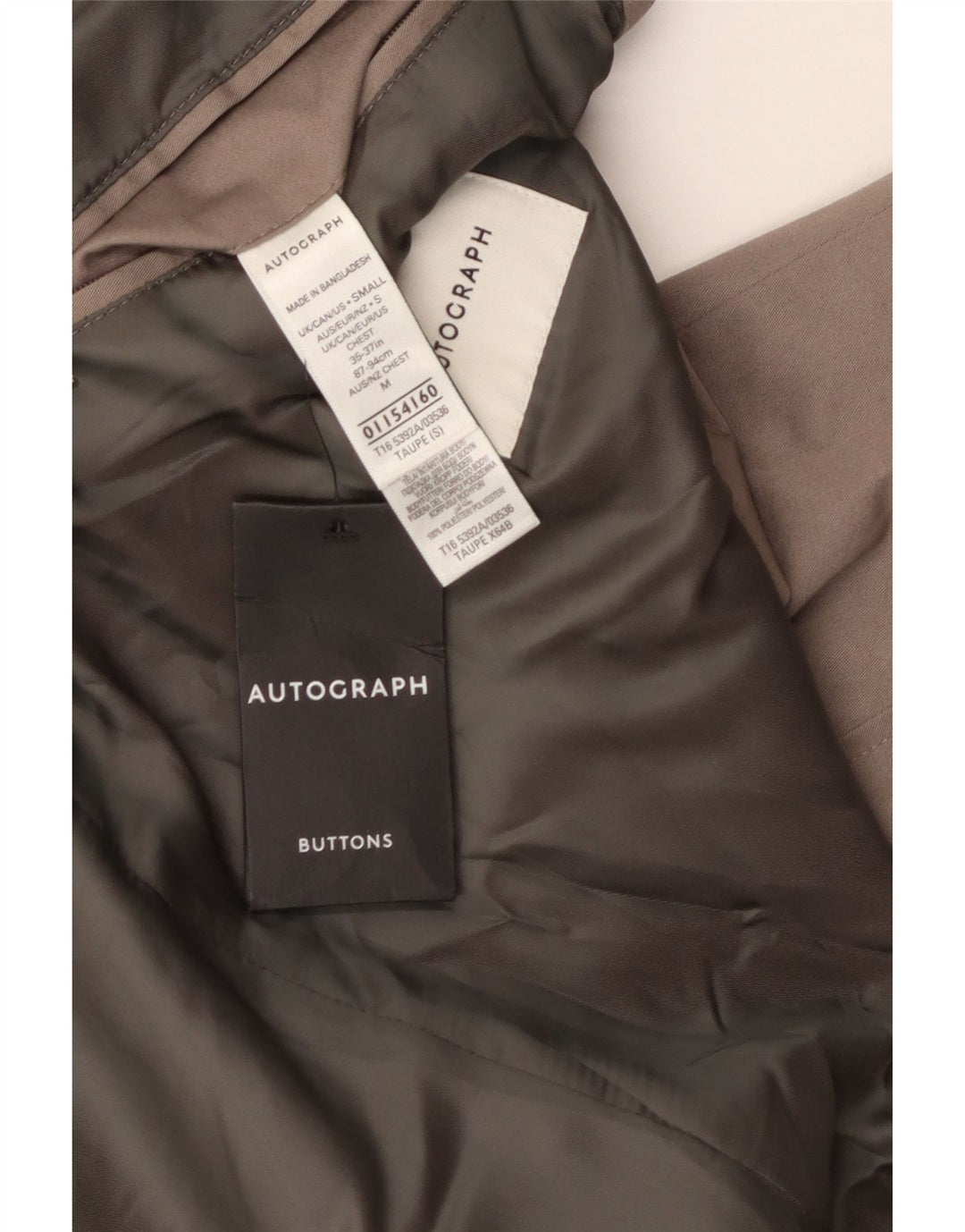 Marks & Spencer Abrigo autógrafo para hombre Reino Unido 36 Pequeño Algodón beige