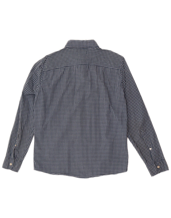 Camisa Hollister Hombre Pequeña Algodón Gingham Azul Marino