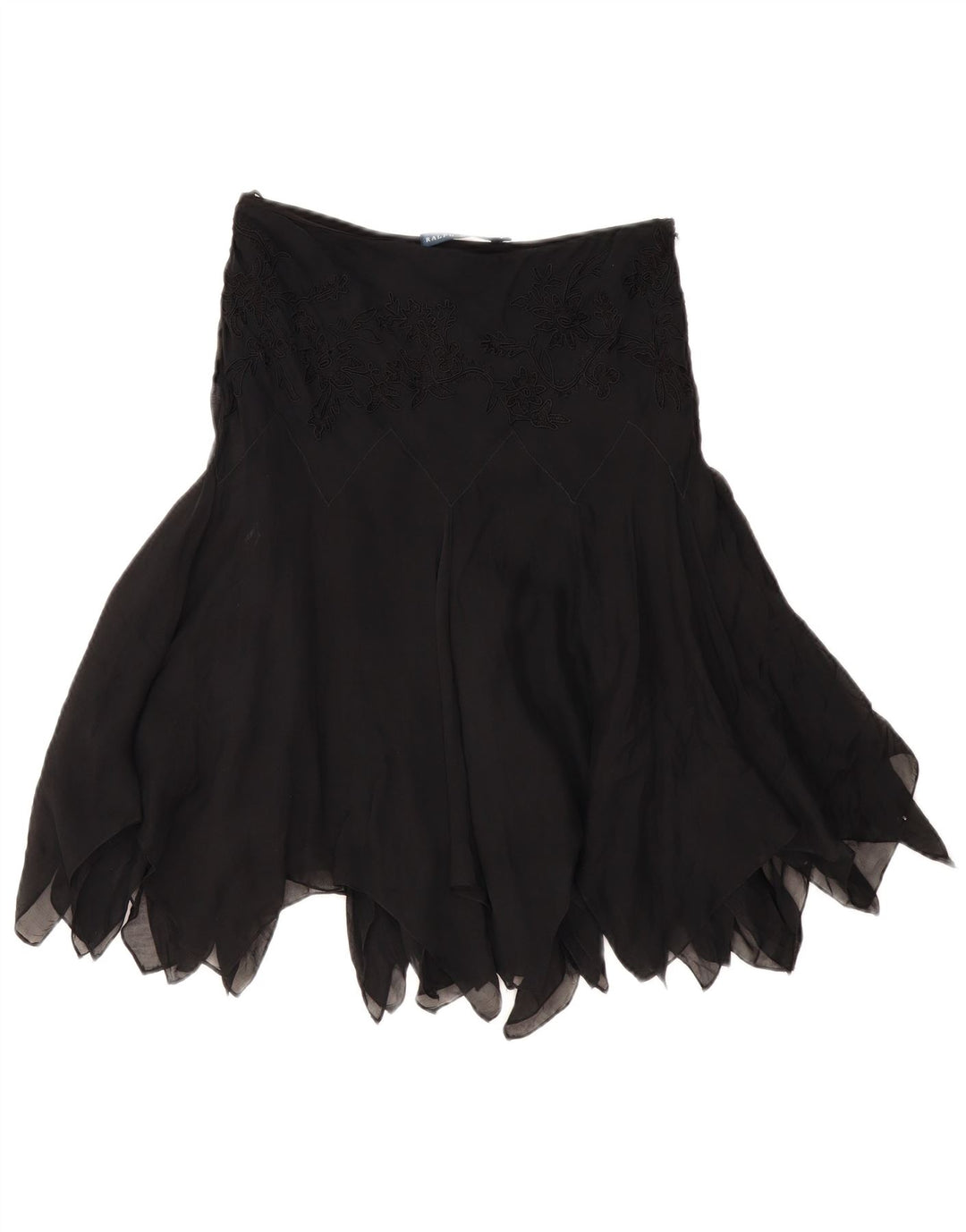 RALPH LAUREN Falda asimétrica para mujer US 6 Mediana W28 Seda negra