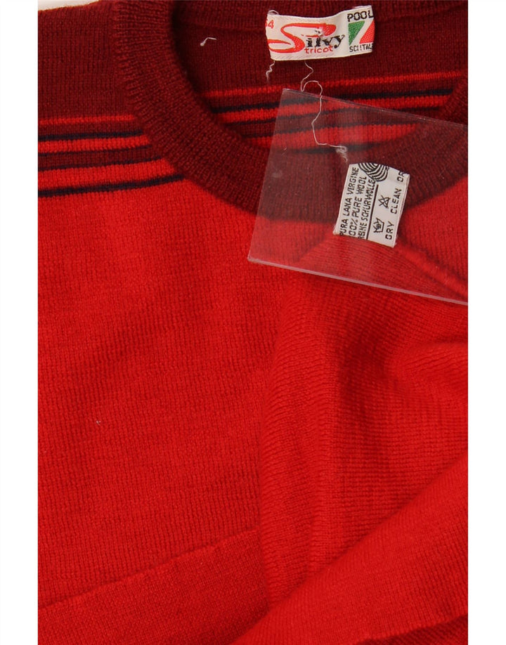 SILVY Jersey de cuello redondo para mujer IT 54 3XL Lana virgen de rayas rojas