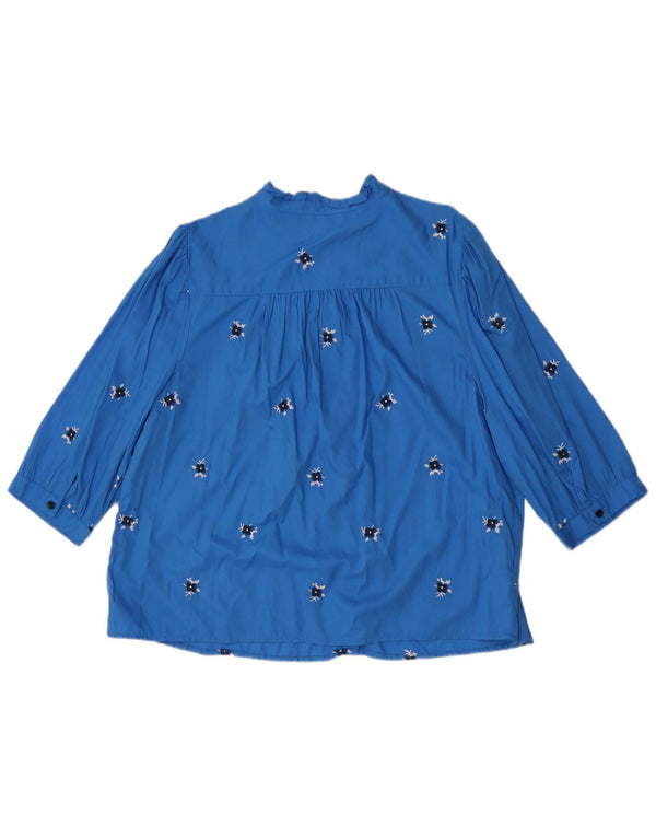Marks & Spencer Blusa de manga 3/4 para mujer UK 40 XL Algodón floral azul