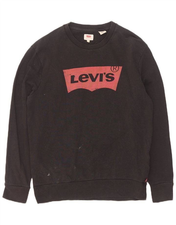 Levi's Hombre Sudadera Gráfica Jumper Algodón Negro Mediano