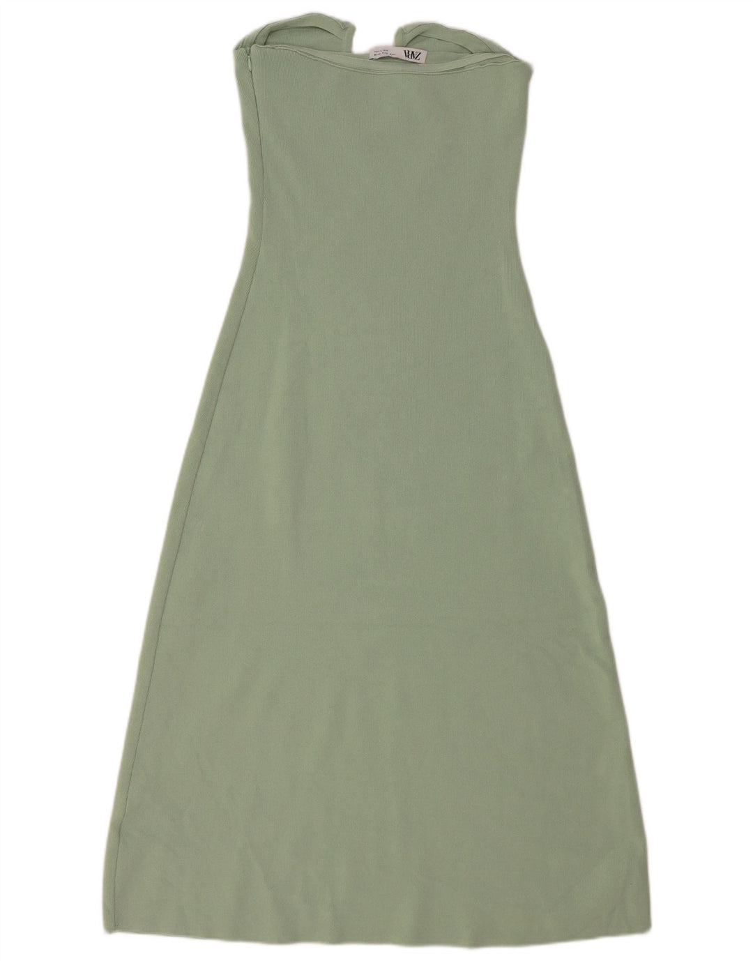 Zara Vestido Sin Tirantes Para Mujer UK 42 Viscosa Verde Medio