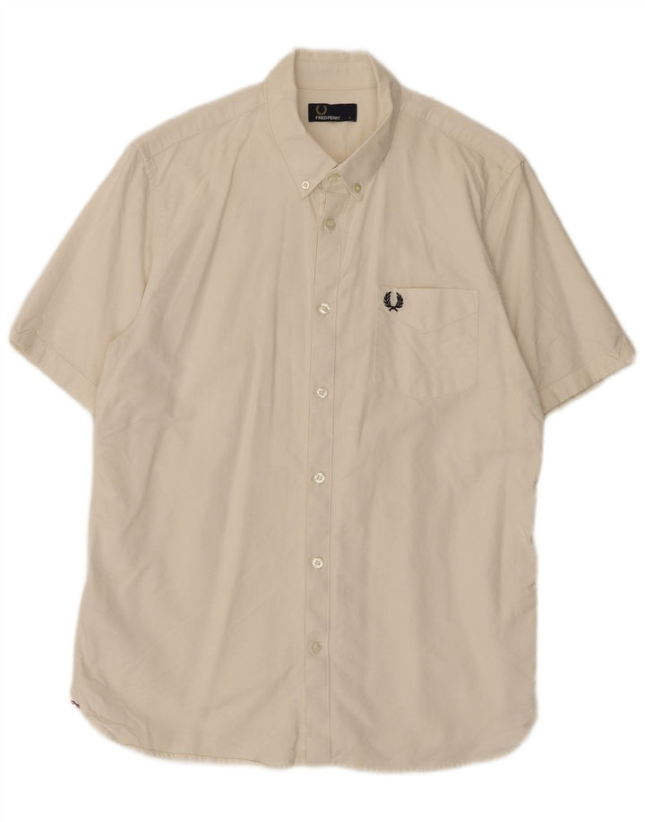 Fred Perry Camisa De Manga Corta Para Hombre Algodón Blanco Grande