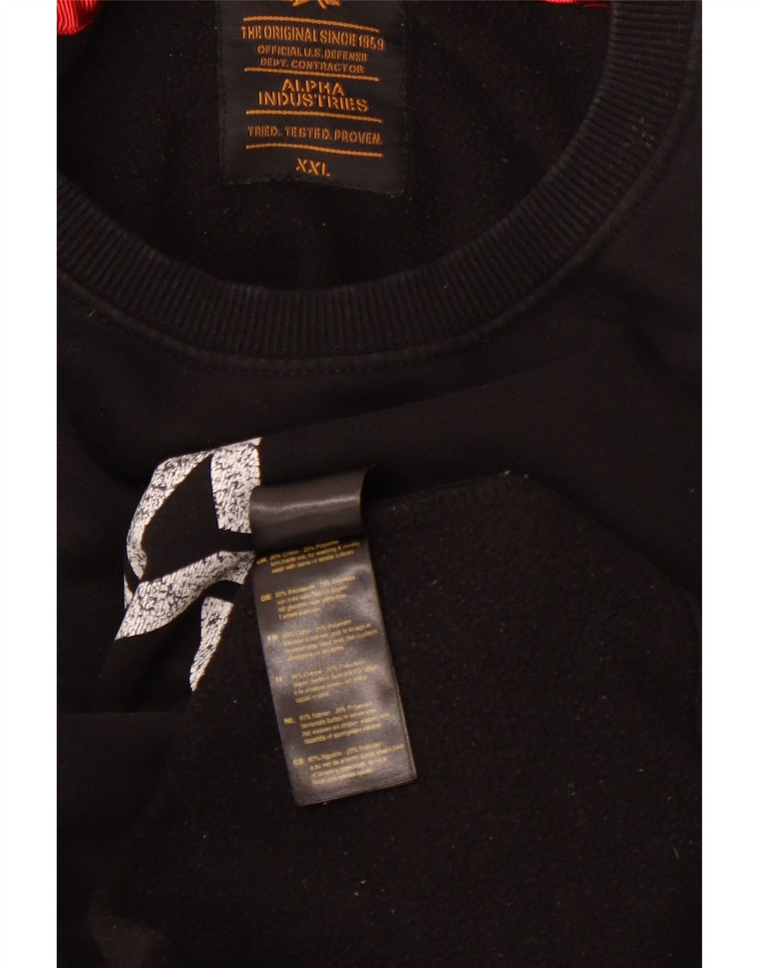 ALPHA INDUSTRIES Sudadera gráfica para hombre Jumper 2XL Algodón negro