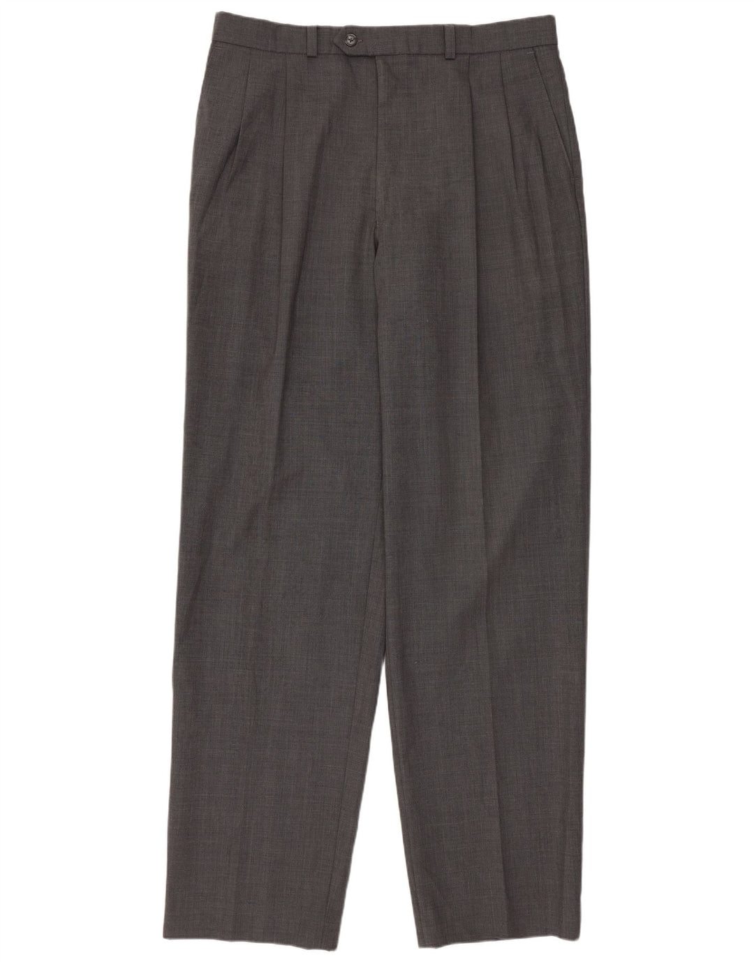 Marks & Spencer Pantalón de traje con pinzas para hombre W34 L33 Lana gris
