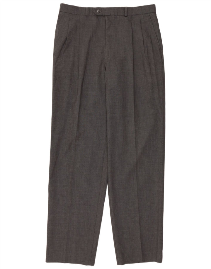 Marks & Spencer Pantalón de traje con pinzas para hombre W34 L33 Lana gris