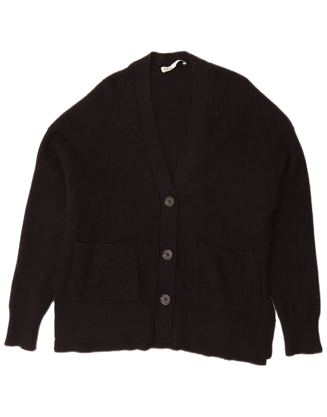 Zara Mujer Suéter Cárdigan Extragrande UK 10 Small Negro