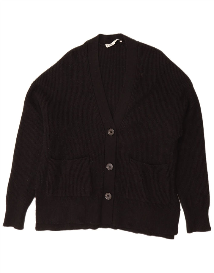 Zara Mujer Suéter Cárdigan Extragrande UK 10 Small Negro