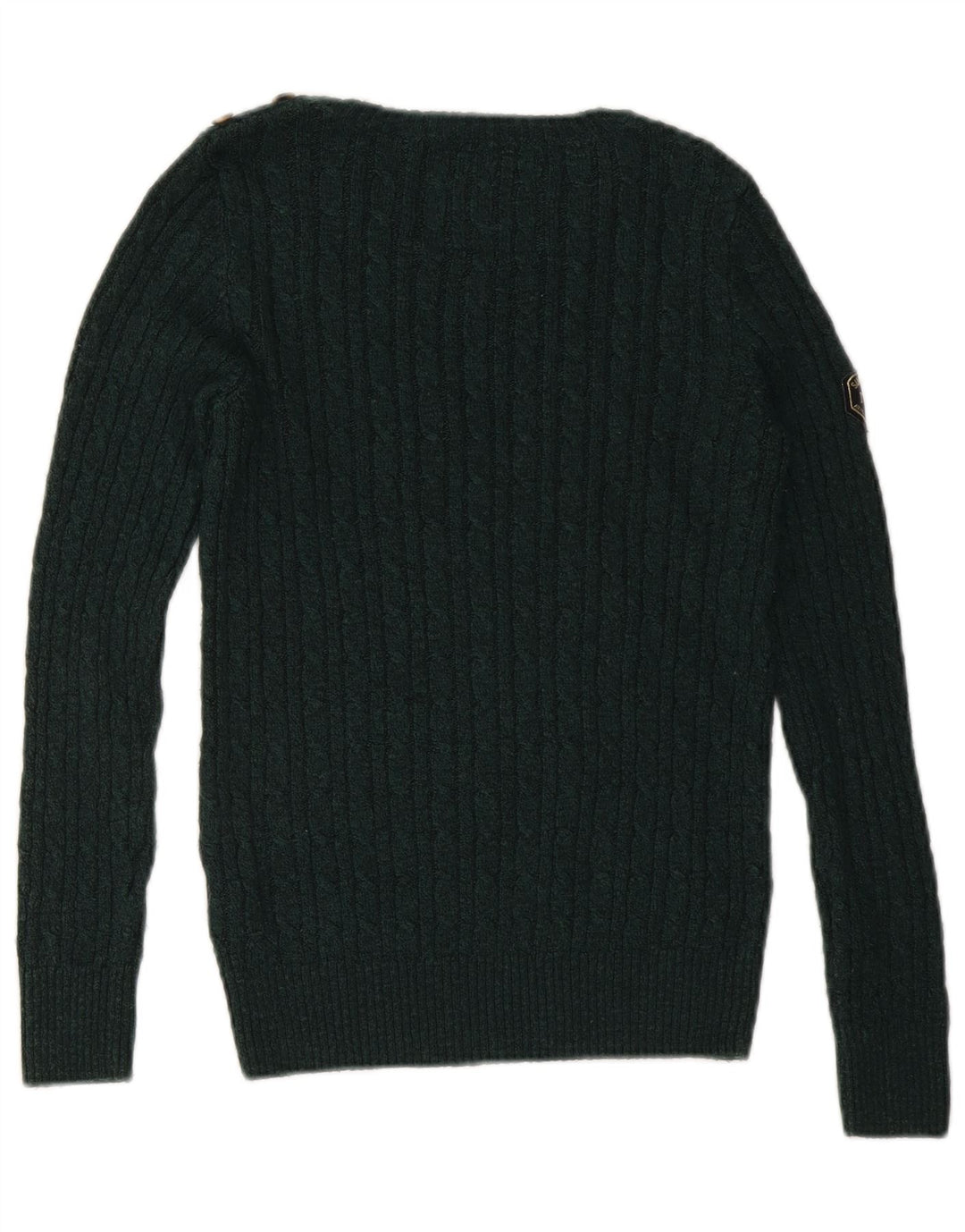 SUPERDRY Suéter tipo jersey con cuello barco para mujer Reino Unido 40 Pequeño Acrílico verde