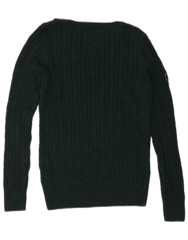 SUPERDRY Suéter tipo jersey con cuello barco para mujer Reino Unido 40 Pequeño Acrílico verde