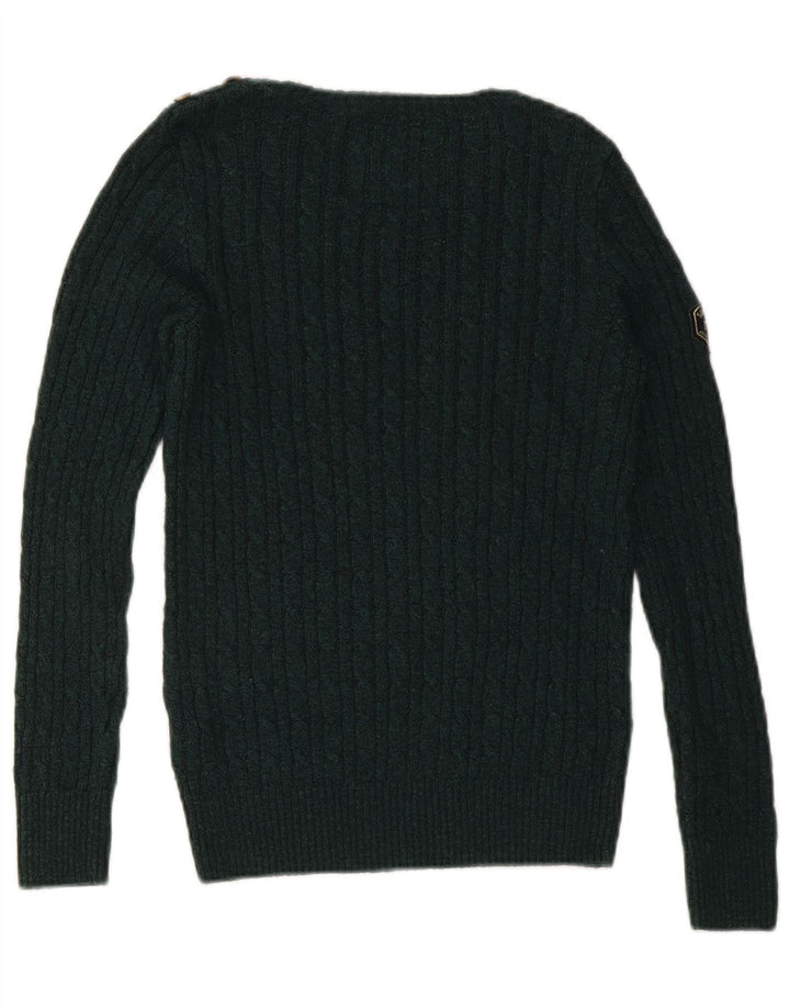 SUPERDRY Suéter tipo jersey con cuello barco para mujer Reino Unido 40 Pequeño Acrílico verde