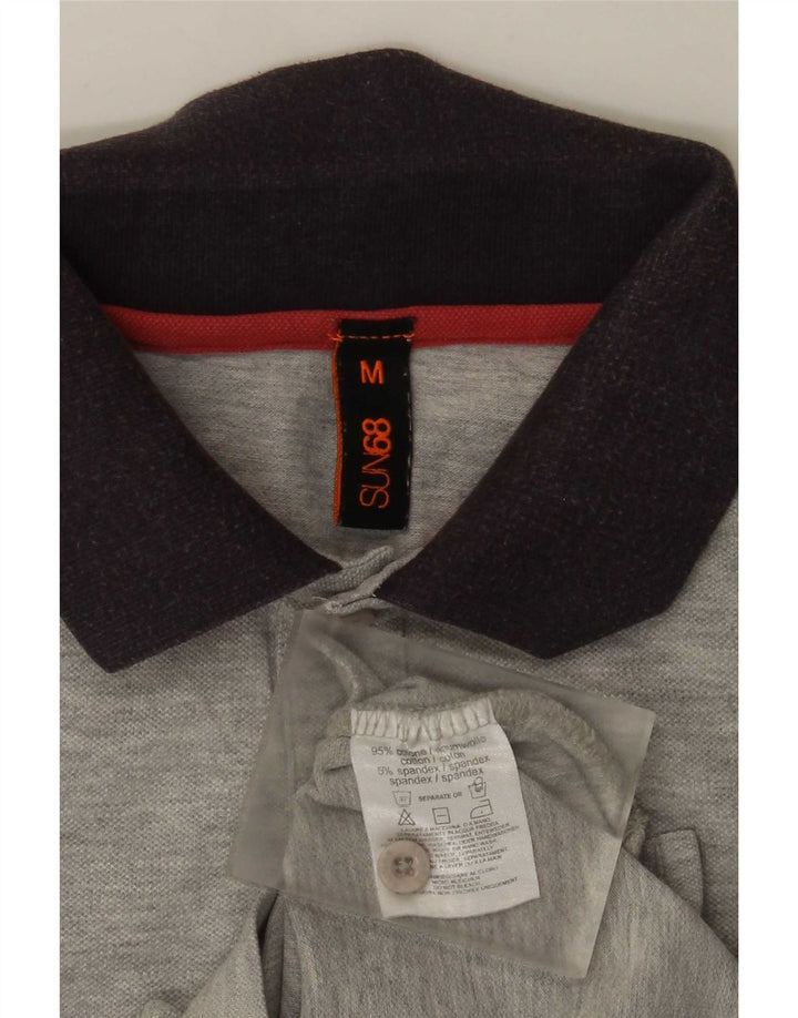 Polo Sun68 para hombre de algodón a rayas gris medio