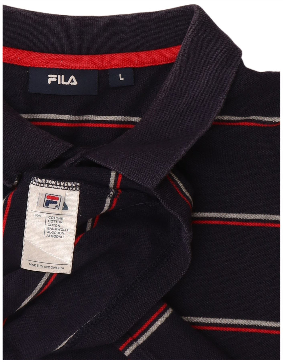 Fila Polo para hombre de algodón a rayas azul marino grande