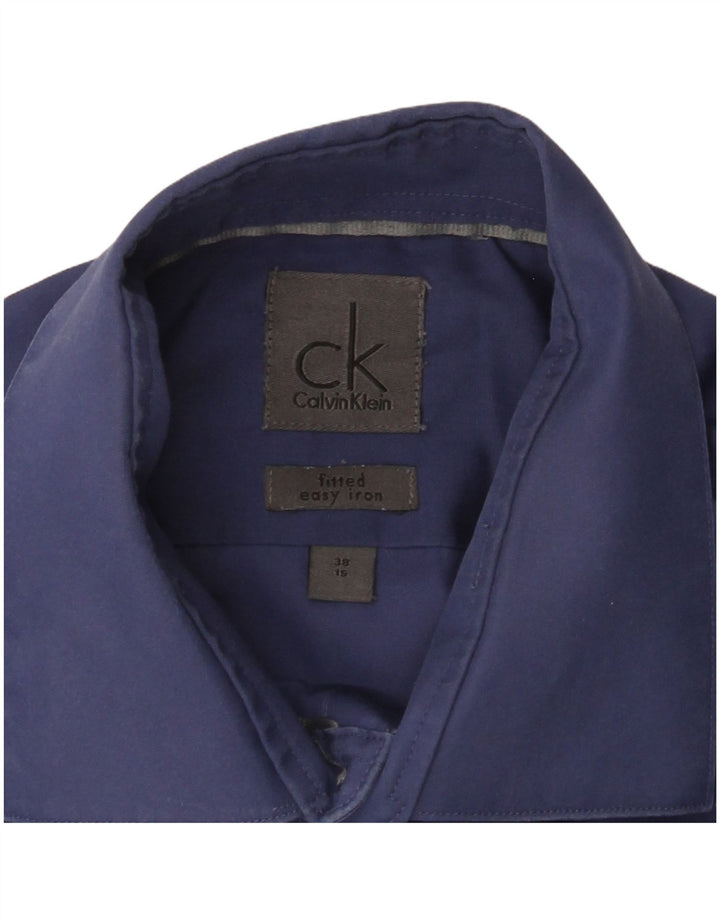 Calvin Klein Camisa ajustada para hombre Talla 38 15 Azul mediano