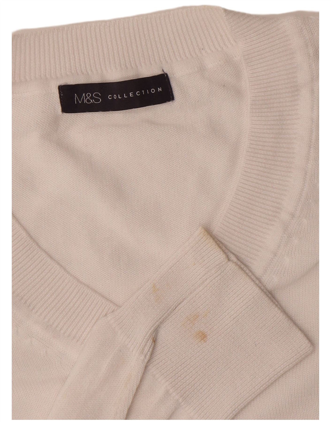 Marks & Spencer Jersey con cuello en V para hombre XL Algodón blanco