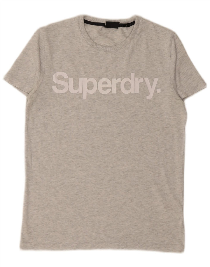 SUPERDRY Camiseta gráfica para hombre Top de algodón moteado gris medio