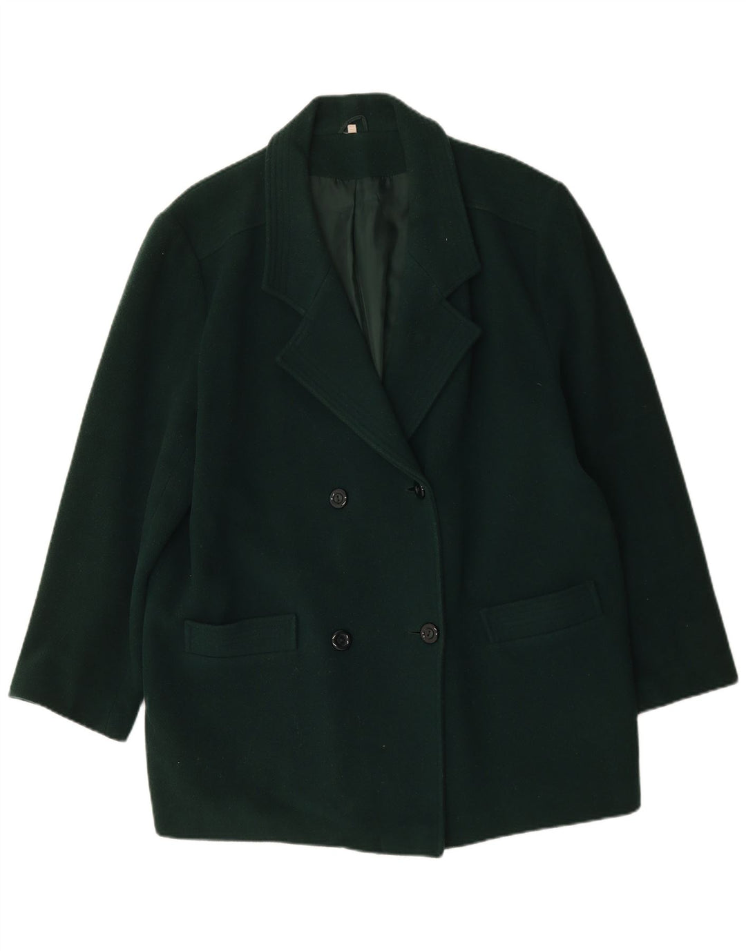Vintage mujer oversize abrigo de doble pecho Reino Unido 18 XL verde nueva lana