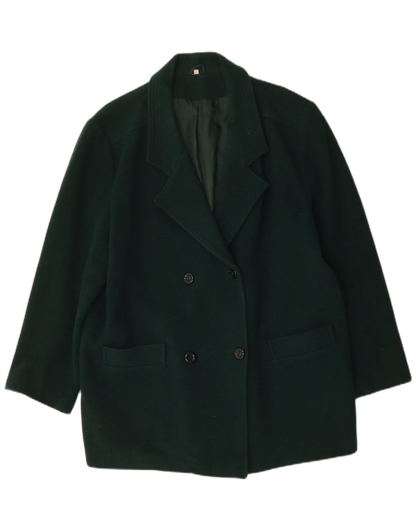 Vintage mujer oversize abrigo de doble pecho Reino Unido 18 XL verde nueva lana