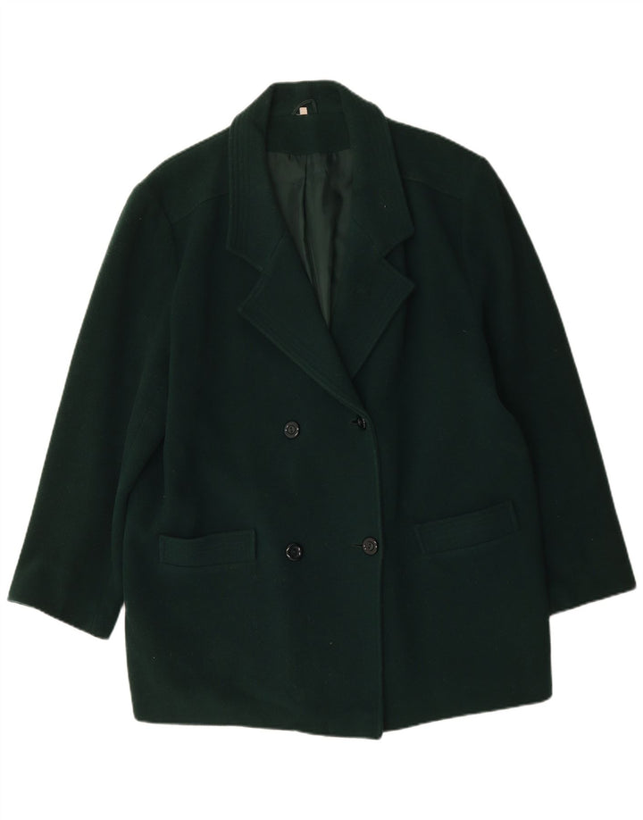 Vintage mujer oversize abrigo de doble pecho Reino Unido 18 XL verde nueva lana