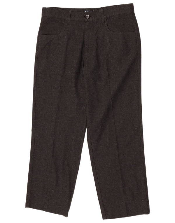 Armani Pantalones casuales rectos para hombre IT 48 Medium W32 L27 Poliéster negro