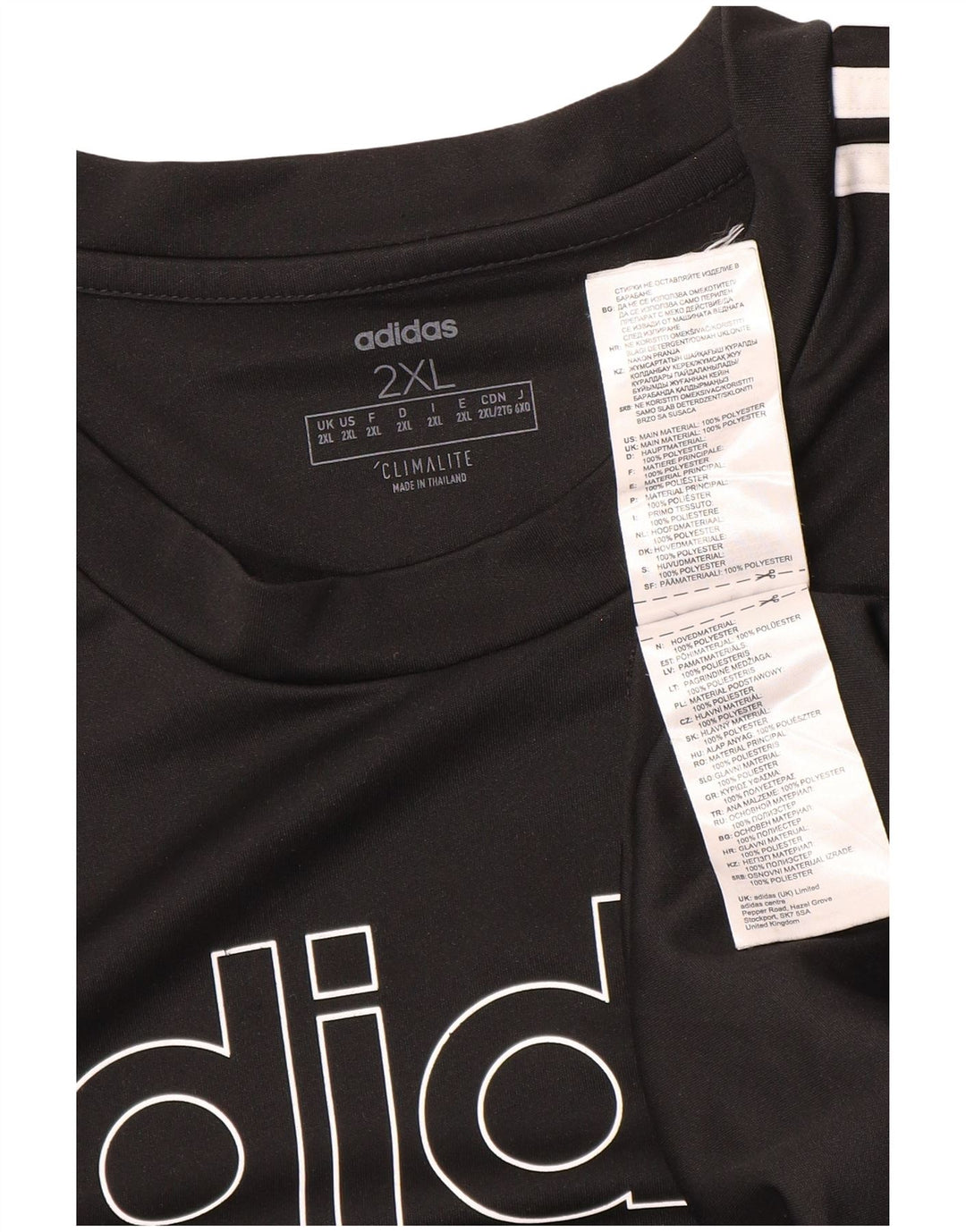 Adidas Mens Climalite Graphic Camiseta Top 2XL Negro Poliéster