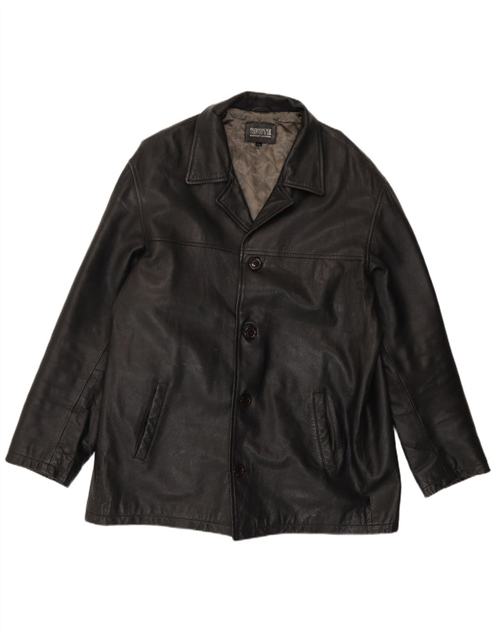 Vintage chaqueta de cuero para hombre Reino Unido 44 2XL cuero negro