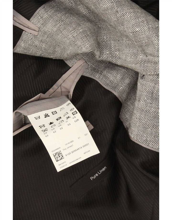 Hugo Boss Chaqueta tipo blazer de 2 botones para hombre EU 62 6XL Lino gris