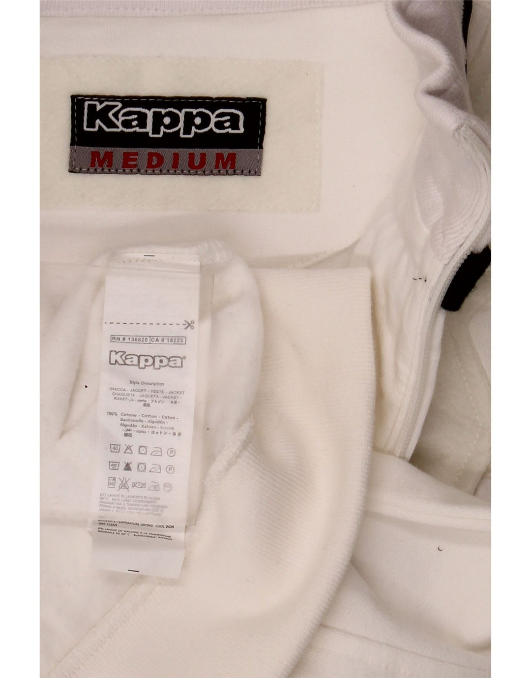 Kappa Chaqueta de Chándal para Mujer UK 12 Mediana Algodón Blanco
