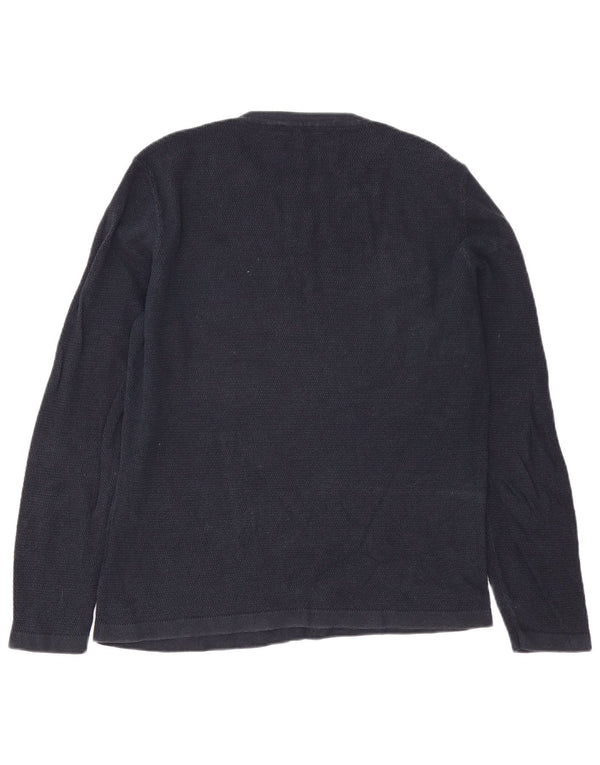 Jack & Jones Jersey con cuello redondo para hombre, talla grande, algodón azul marino