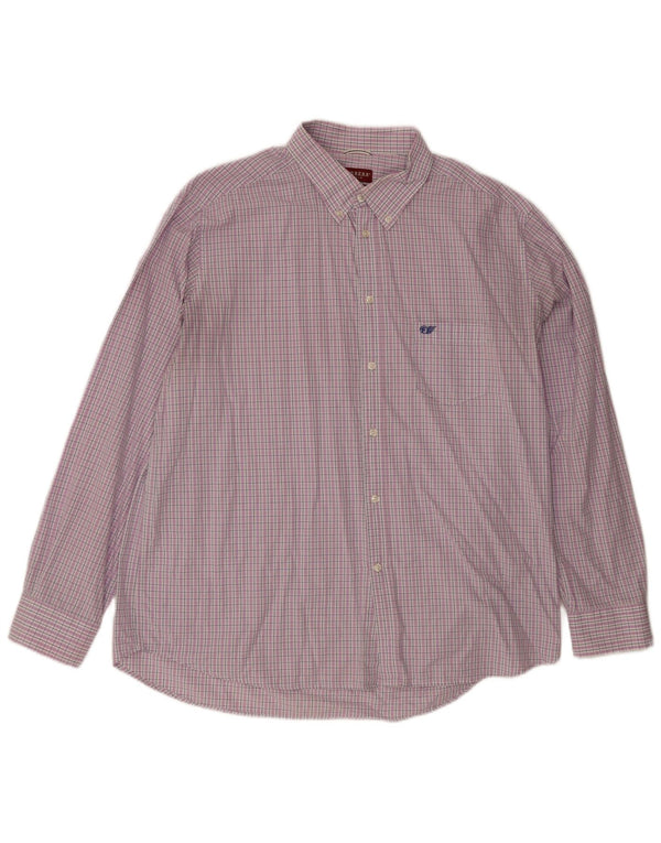 Carrera Camisa de corte regular para hombre 3XL Algodón a cuadros morado