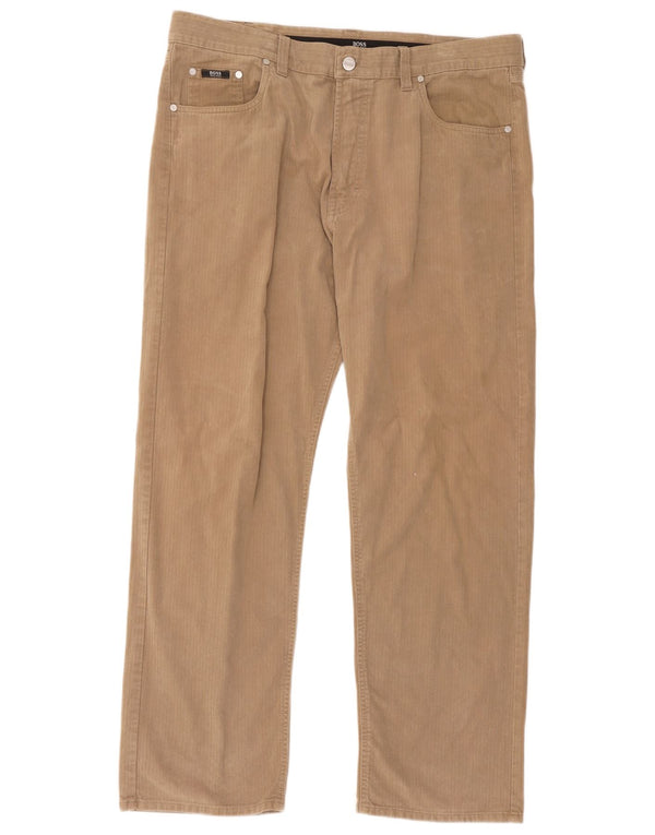 Pantalones Hugo Boss Hombre Rectos Casuales W40 L32 Algodón Beige