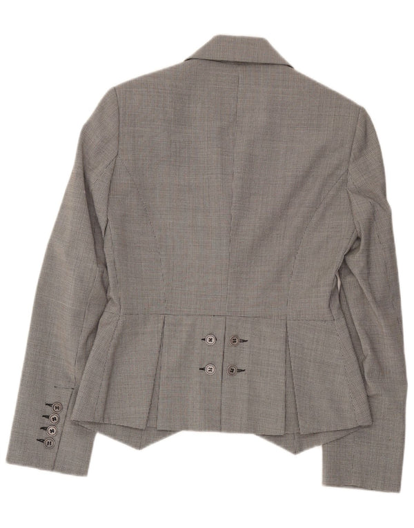 Germano Zama Chaqueta tipo blazer de 2 botones para mujer, Reino Unido 42, cuadros grises medianos