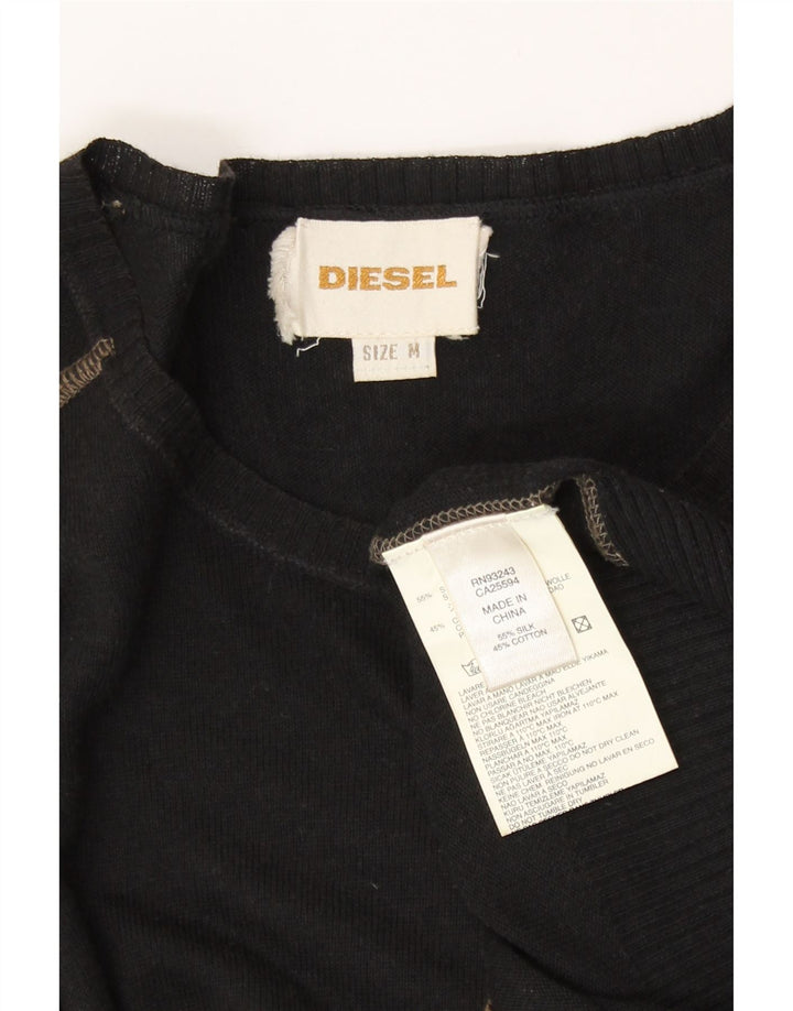 Diesel Hombre Jersey Con Cuello Barco Jersey De Seda A Rayas Negro Mediano