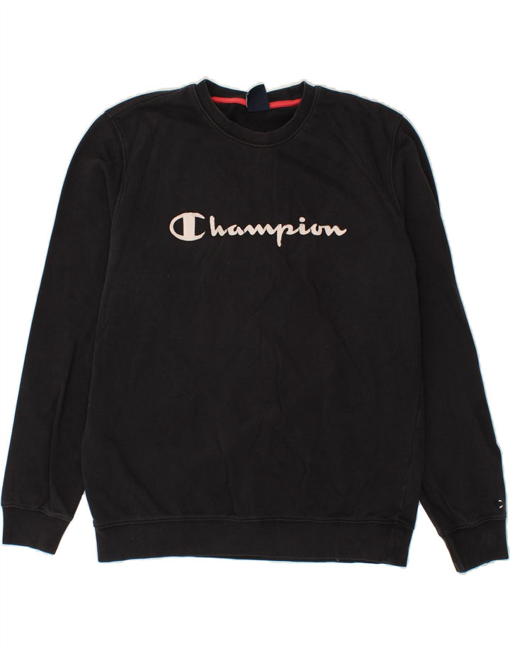 CHAMPION Mens Graphic Sweatshirt Jumper XL Navy Blue Vintage Champion and Second-Hand Champion from Messina Hembry 