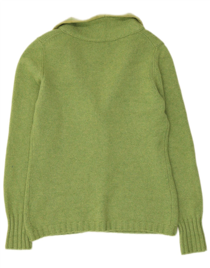 Vintage mujer Cardigan suéter Reino Unido 12 Cachemira verde medio